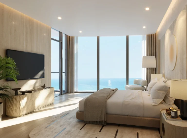 An ocean-facing bedroom suite